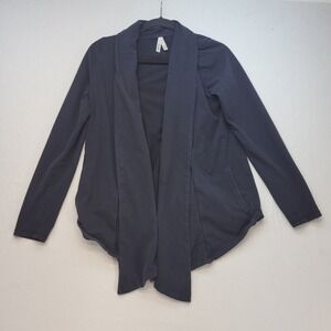 Pact Wrap Cardigan Women Small Black Organic Cotton Draped Open Front